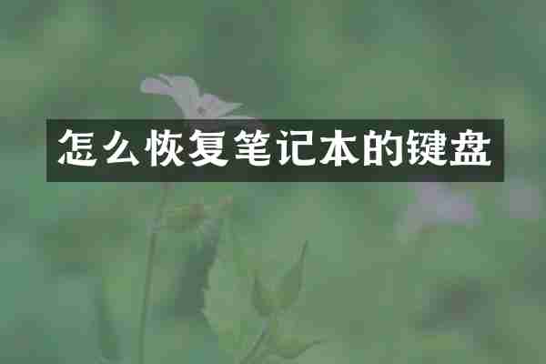 怎么恢复笔记本的键盘