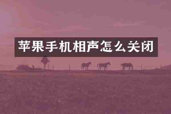 苹果手机相声怎么关闭