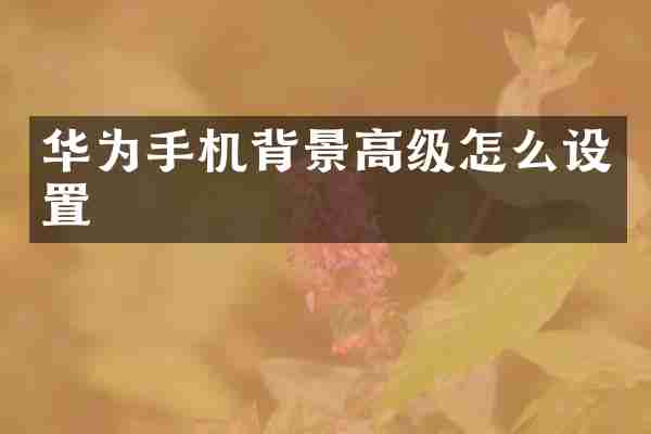 华为手机背景高级怎么设置