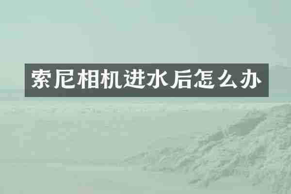 相机进水后怎么办