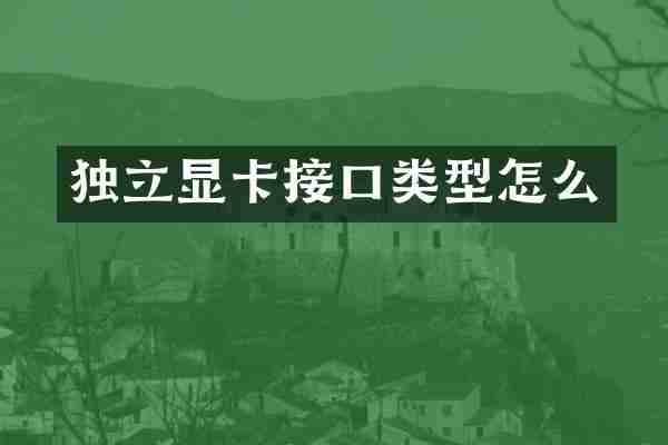 独立显卡接口类型怎么