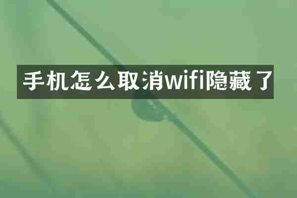 手机怎么取消wifi隐藏了