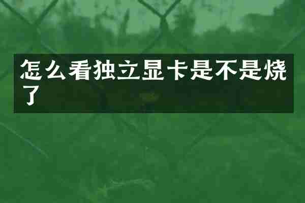 怎么看独立显卡是不是烧了