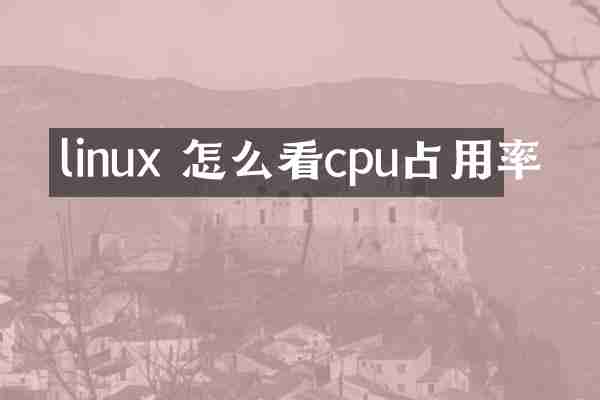 linux 怎么看cpu占用率