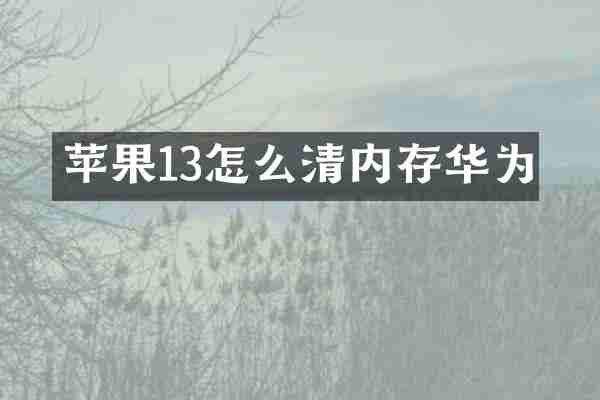 苹果13怎么清内存华为