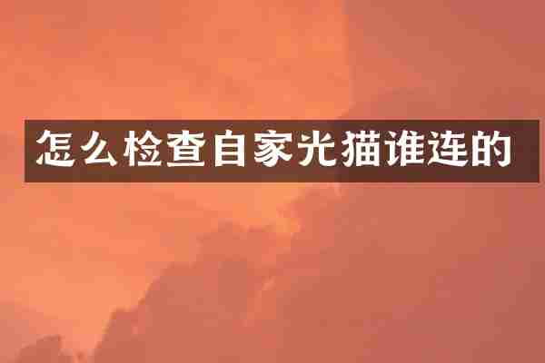 怎么检查自家光猫谁连的