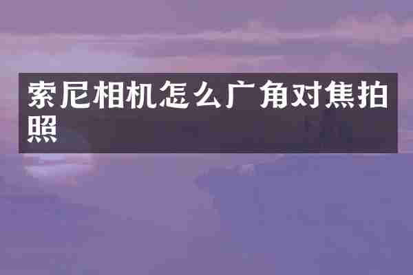 索尼相机怎么广角对焦拍照