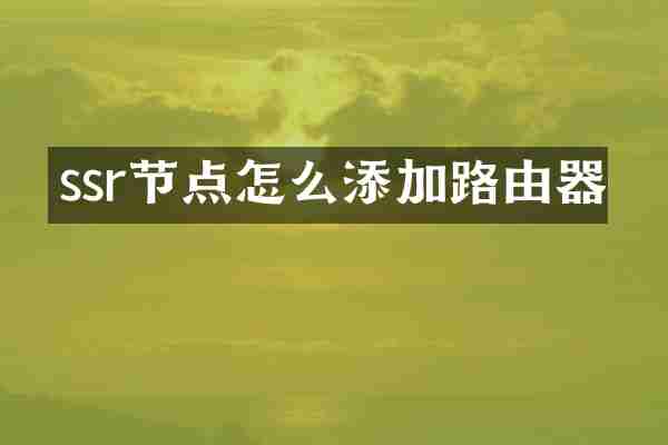 ssr节点怎么添加路由器