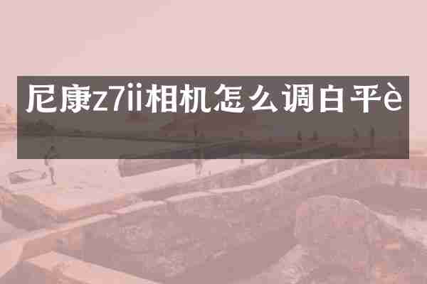 尼康z7ii相机怎么调白平衡