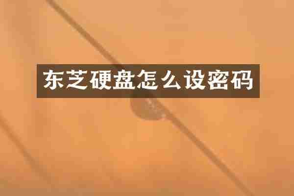 东芝硬盘怎么设密码