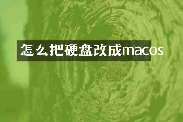 怎么把硬盘改成macos