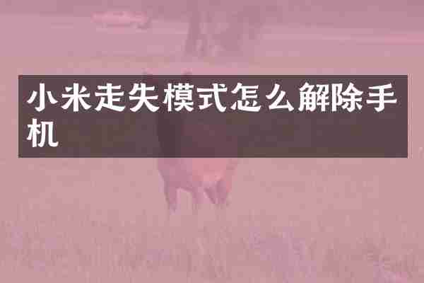 小米走失模式怎么解除手机