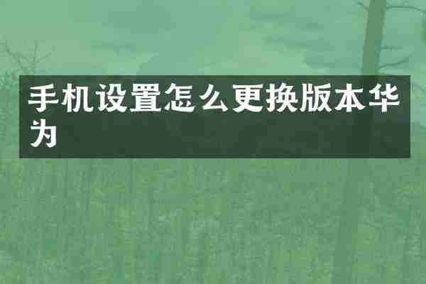 手机设置怎么更换版本华为