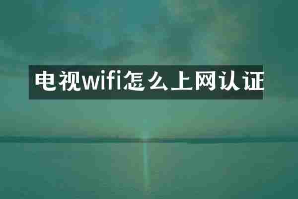 电视wifi怎么上网认证