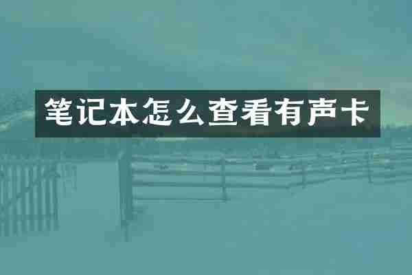 笔记本怎么查看有声卡