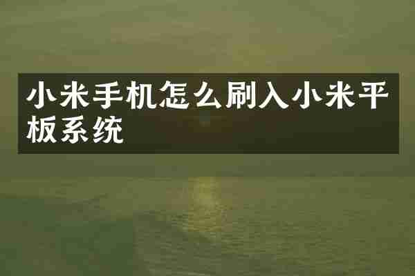 小米手机怎么刷入小米平板系统