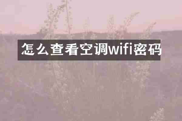 怎么查看空调wifi密码