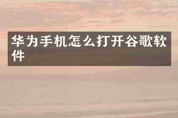 华为手机怎么打开谷歌软件