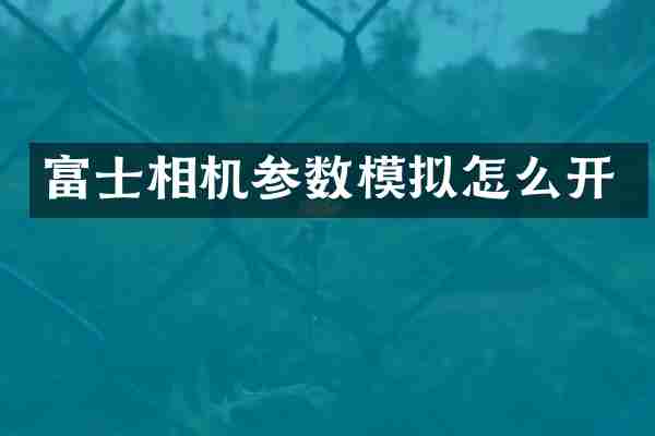 富士相机参数模拟怎么开