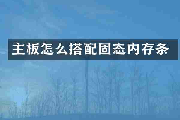 主板怎么搭配固态内存条