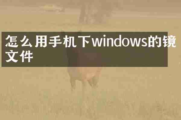 怎么用手机下windows的镜像文件