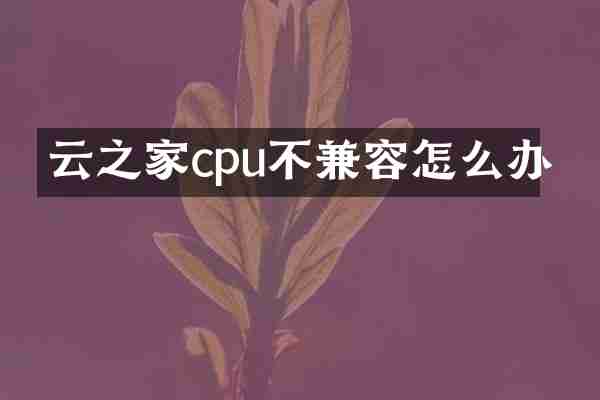 云之家cpu不兼容怎么办
