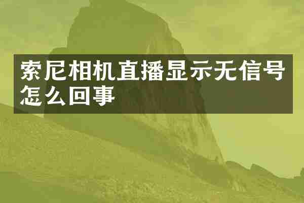 索尼相机直播显示无信号怎么回事