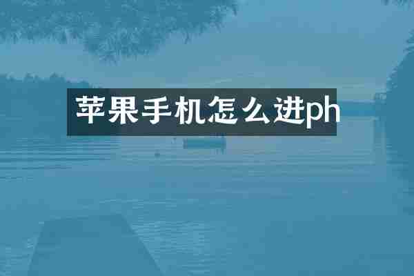 苹果手机怎么进ph