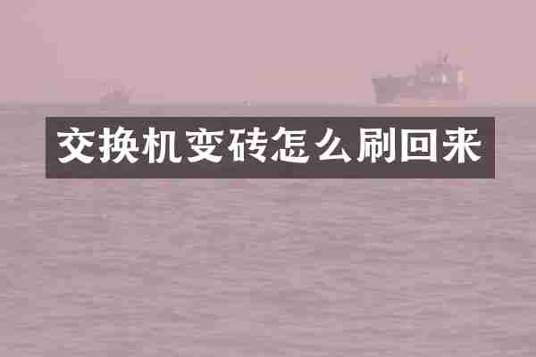 交换机变砖怎么刷回来
