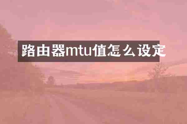 路由器mtu值怎么设定