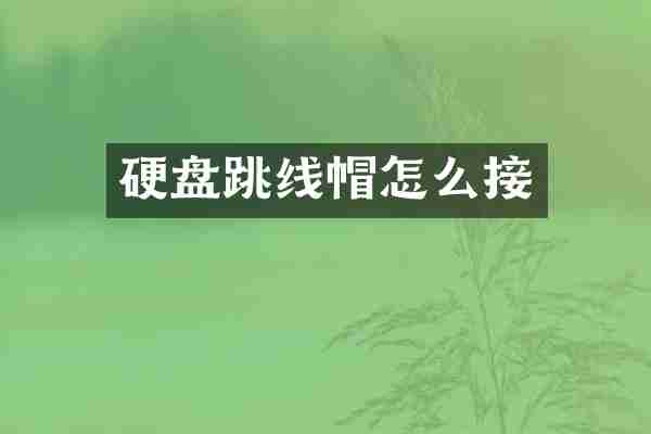 硬盘跳线帽怎么接
