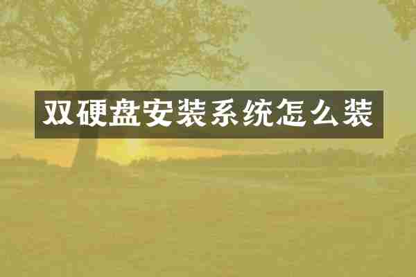 双硬盘安装系统怎么装
