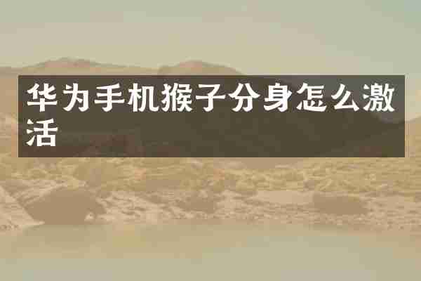华为手机猴子分身怎么激活