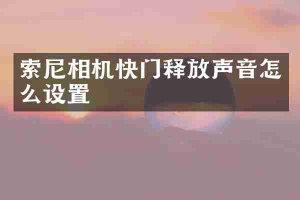 相机快门释放声音怎么设置