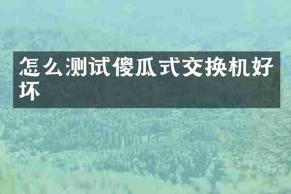 怎么测试傻瓜式交换机好坏