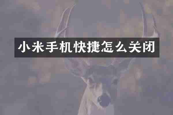 小米手机快捷怎么关闭
