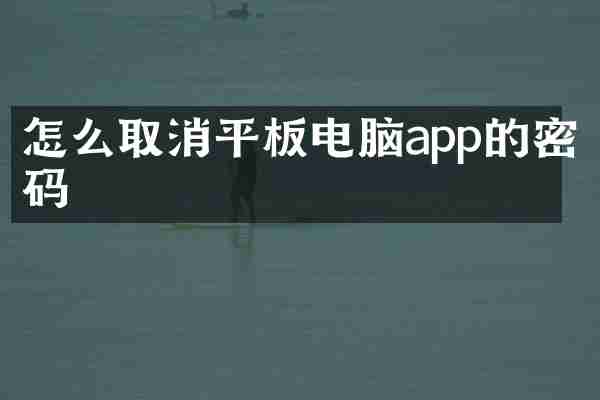 怎么取消平板电脑app的密码
