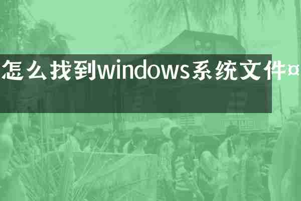 怎么找到windows系统文件夹