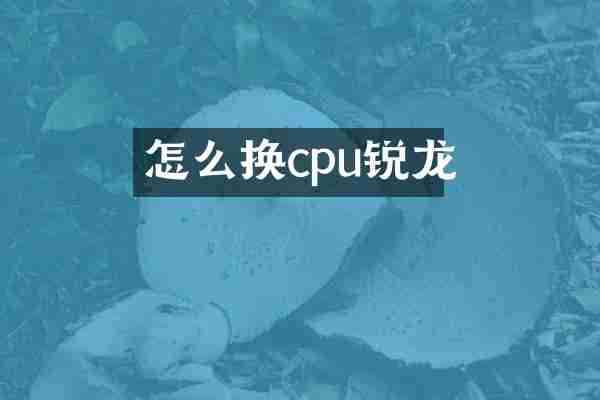怎么换cpu锐龙