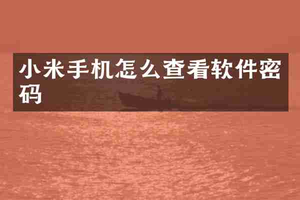 小米手机怎么查看软件密码