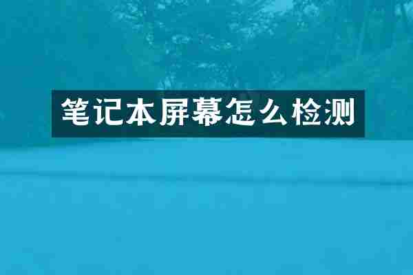 笔记本屏幕怎么检测