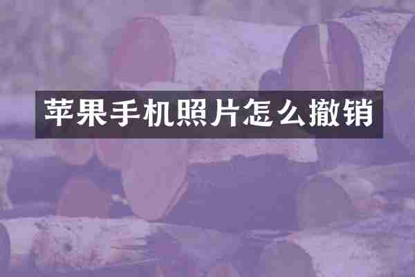 苹果手机照片怎么撤销