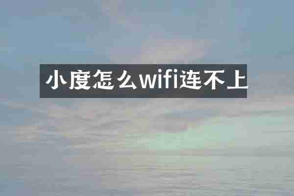 小度怎么wifi连不上