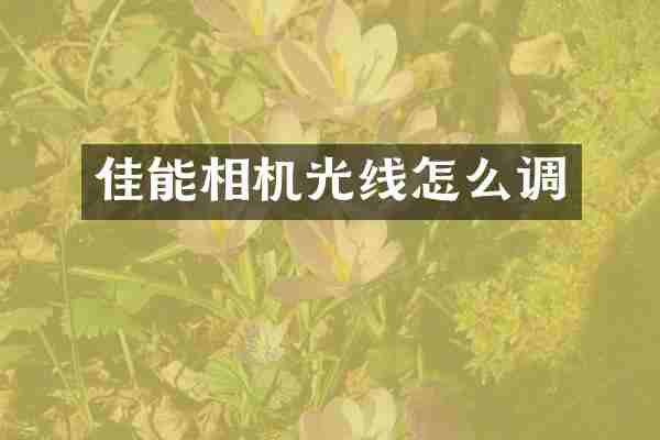 佳能相机光线怎么调