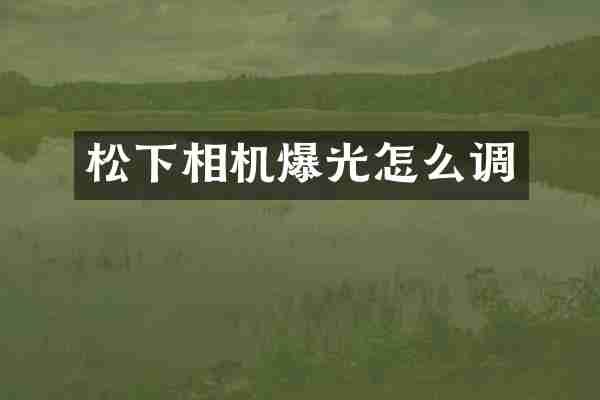松下相机爆光怎么调
