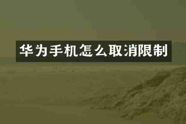 华为手机怎么取消限制