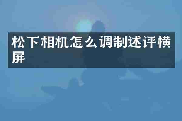 松下相机怎么调制述评横屏