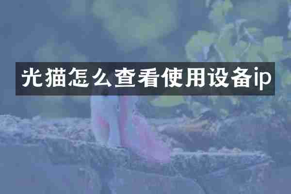 光猫怎么查看使用设备ip
