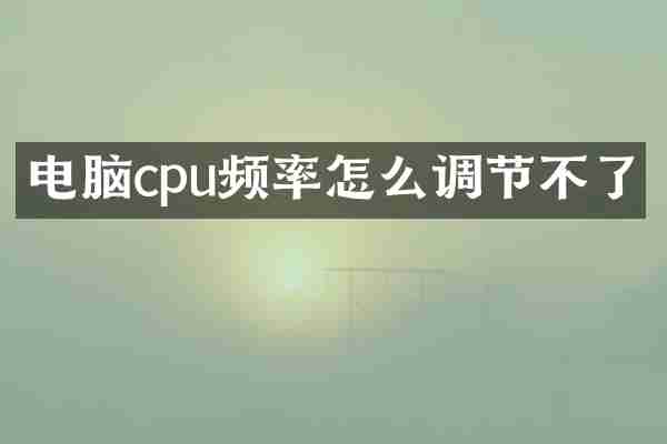 电脑cpu频率怎么调节不了