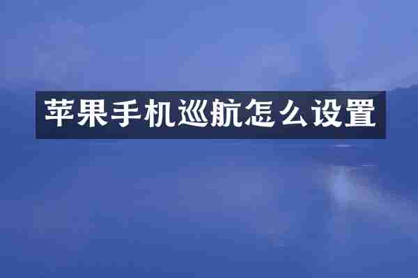 苹果手机巡航怎么设置